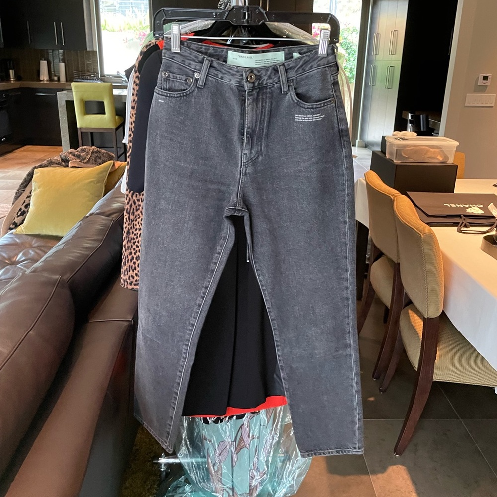 Off-White Grey Jeans with Logo
